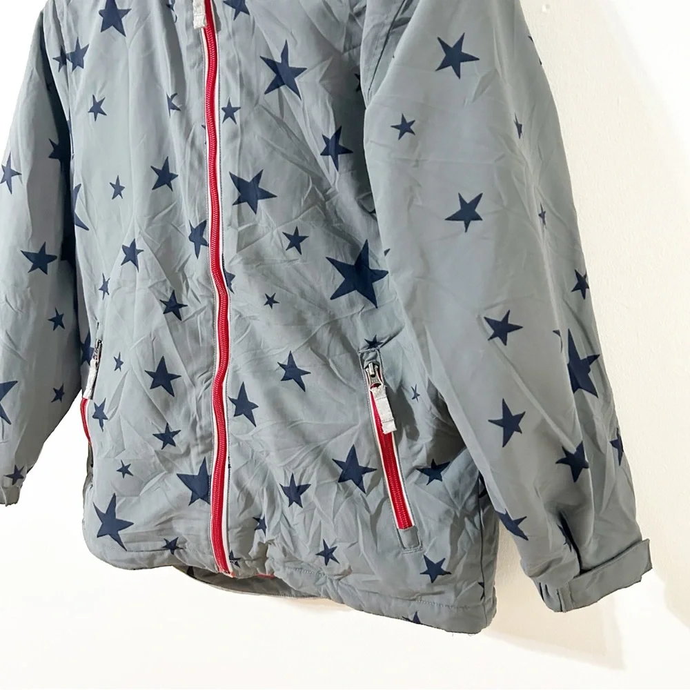 Hanna Andersson Size 140 US 10 Star Print Hooded Winter Jacket Fleece Lined
